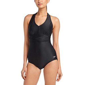 NEW Speedo Black Halter Swimsuit Bathing Suit Swimwear